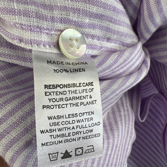 HILL HOUSE Lilac Stripe 100% linen The Laura Dress size Small - Picture 13 of 13